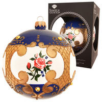 CHRISTBAUMKUGEL Rosendesign Barock Blau 10cm (Glas / 1 Stk.) - Blau, Glas (10/10/10cm) - Krebs Glas Lauscha