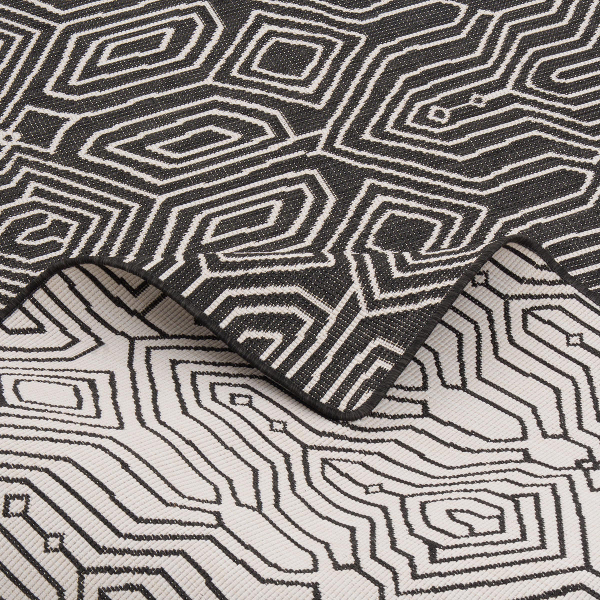IN- UND OUTDOOR TEPPICH LÄUFER BEIDSEITIG NEWPORT - Schwarz, Textil (80/240cm) - Snapstyle