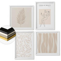 WANDBILDER 4er-Set - 50x50 cm & 40x60 cm Weißer Rahmen - Minimalistische Pflanzenmotive - Weiß, Kunststoff (50/50cm) - ArtPrintCave