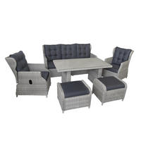 GARTEN-SITZGRUPPE Bilbao Grau Polyrattan für 7 Personen - Grau, Naturmaterialien - Green Spirit