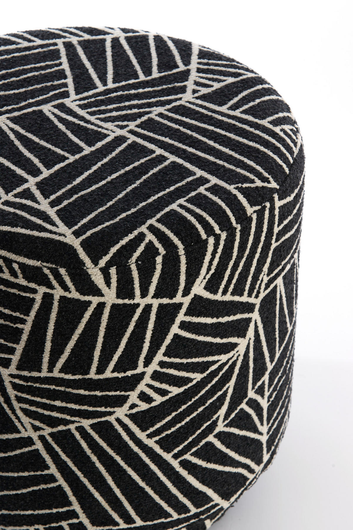 SITZPOUF Davonte Schwarz Ø40/44 cm - Schwarz, Textil (40/44/40cm) - Light & Living
