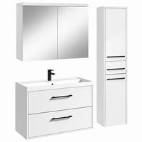 BADMÖBEL-SET Florence 3 Teile Hochglanz Weiß - 80 x 40 x 51 cm - Weiß, Holz (80/51/40cm) - Badplaats