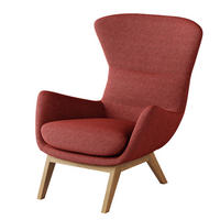 SESSEL mit Holzfüßen - Eichefarben/Rot, Eichenholz/Textil (84/99/96cm) - home24