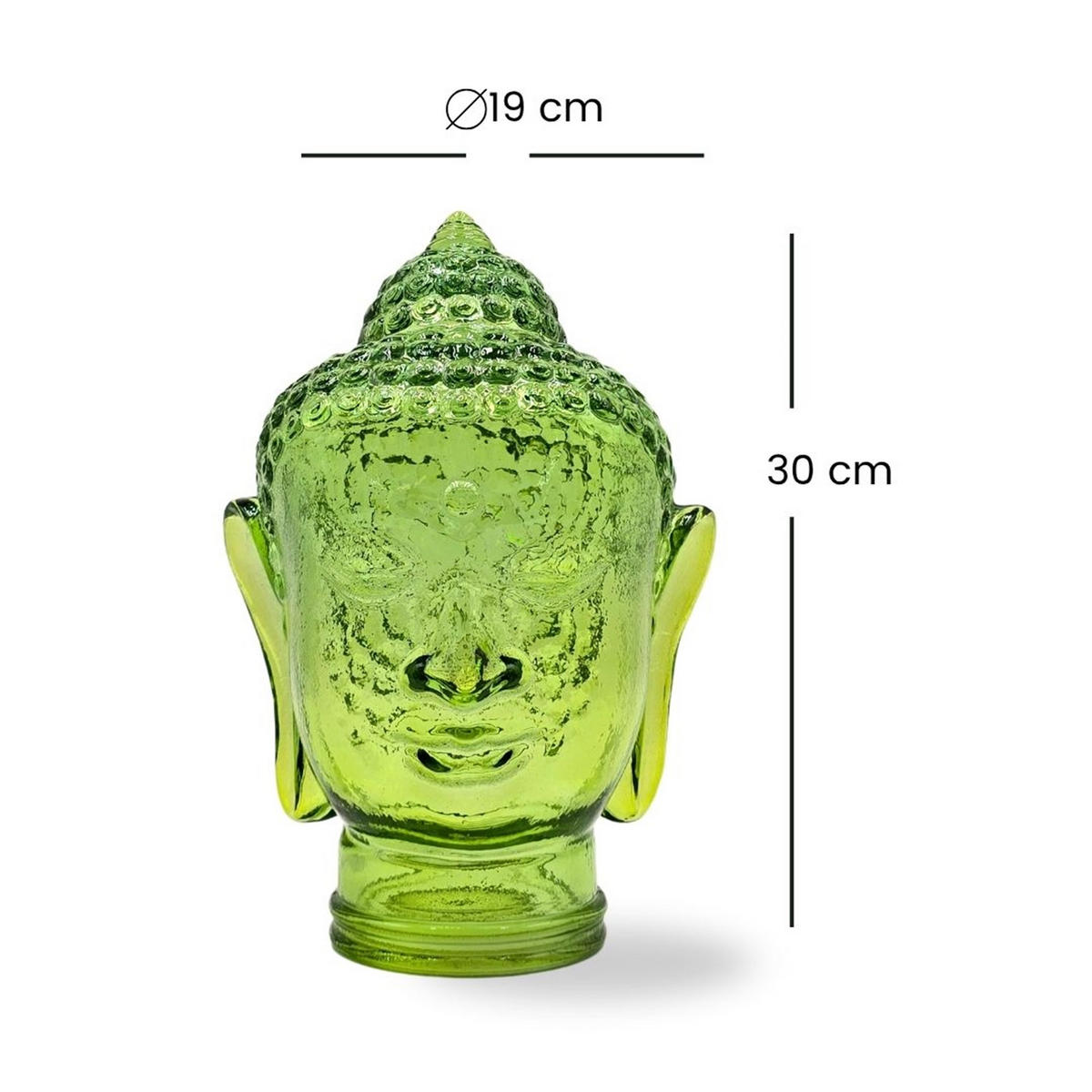 DEKO GLASKOPF THAI BUDDHA Glas, 30 cm Höhe T10 hellgrün - Hellgrün, Glas (19/30/19cm) - DESIGN DELIGHTS