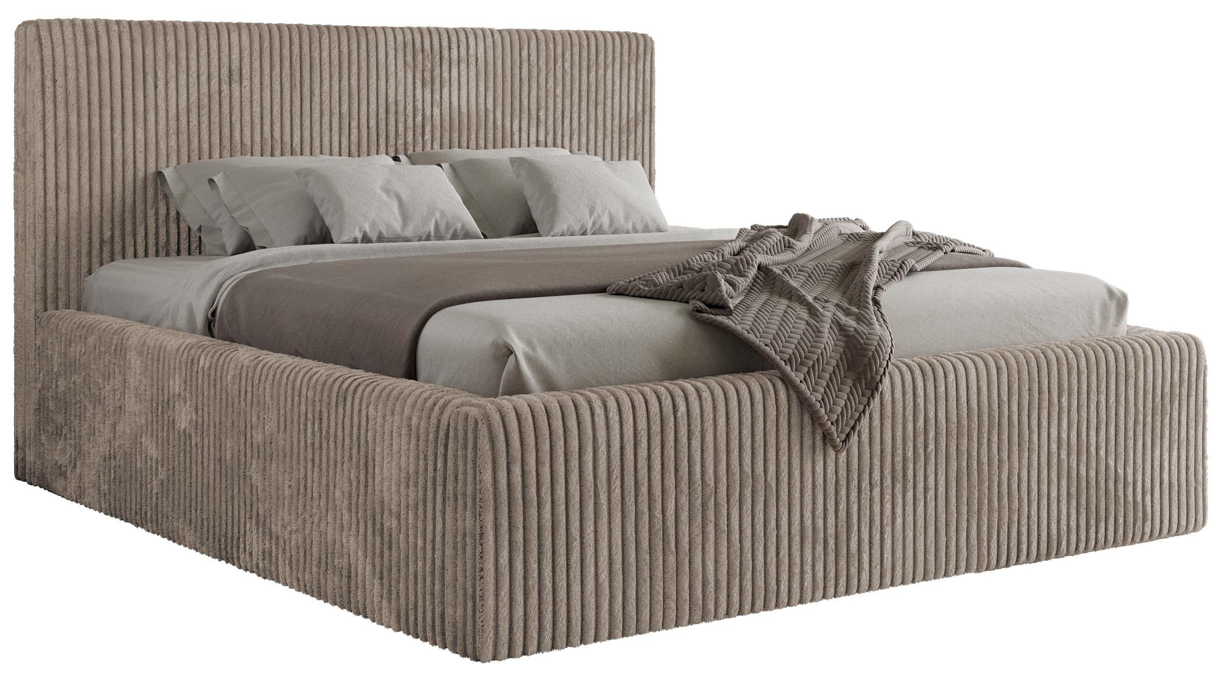 POLSTERBETT TILIANO CLASSIC 140/200 - Hellbraun Cord - Multipocket-Matratze - Hellbraun, Textil (140/200cm) - MKS