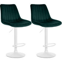 BARHOCKER 2er Set Tolor Samt weiß grün - Weiß/Grün, Textil/Metall (49.5/112/50cm) - TPFLiving
