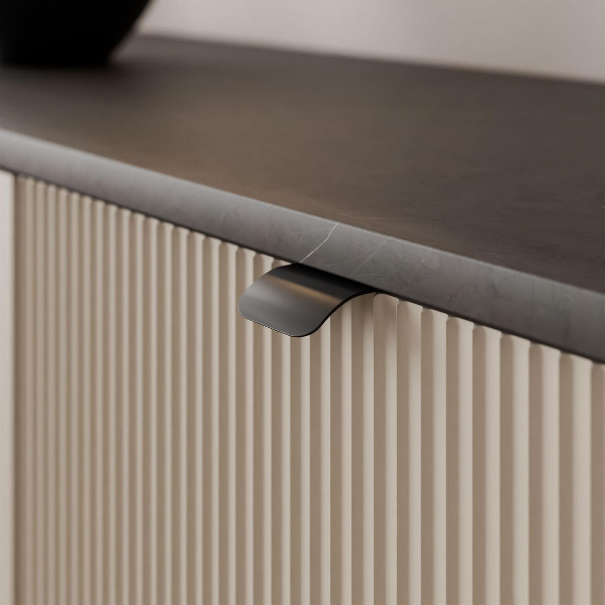 KOMMODE für das Schlafzimmer AUTUMN 3D mit geriffelter Front, Kaschmir / Grauer Stein - Beige, Holzwerkstoff (160/82/40cm) - Lookway