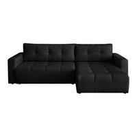ECKSOFA WALONGO mit Schlaffunktion, Schwarz - Schwarz, Textil (261/143cm) - Fedve