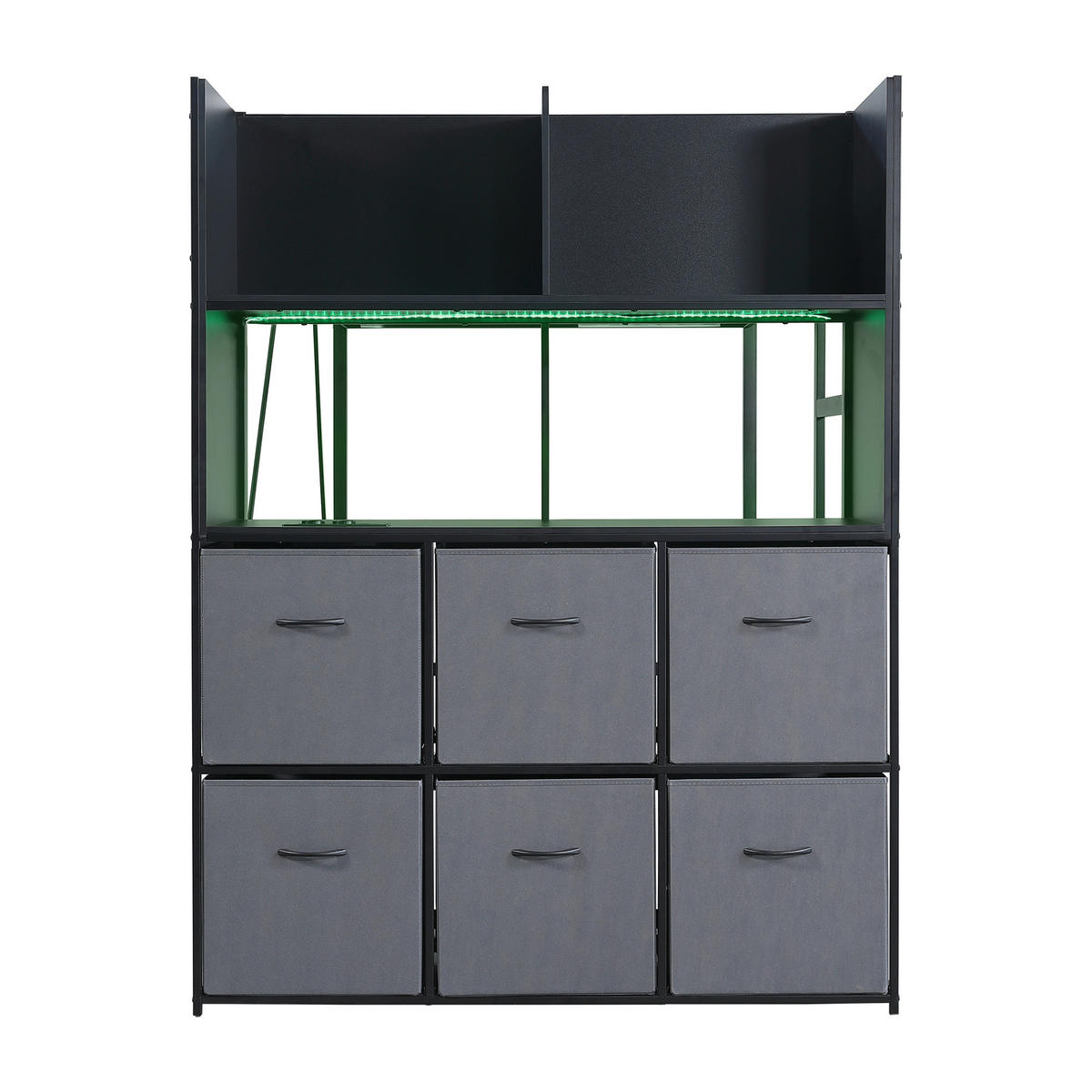 HOCHBETT 120/200 cm mit Stauraum und Ladestation, DE-41770, in Schwarz - Schwarz, Metall (120/200cm) - ComfortXL