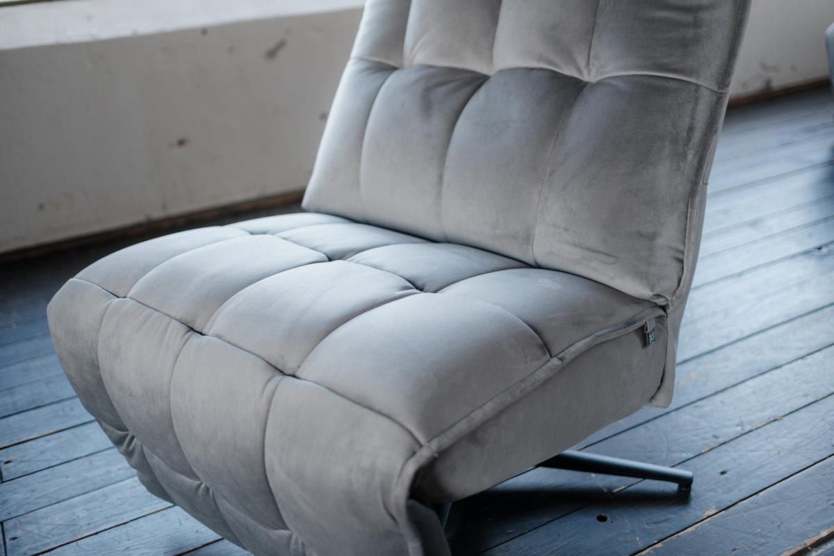 RELAXSESSEL MIKO Steingrau Velvet - Schwarz/Grau, Textil/Metall (75/115/94cm) - KAWOLA