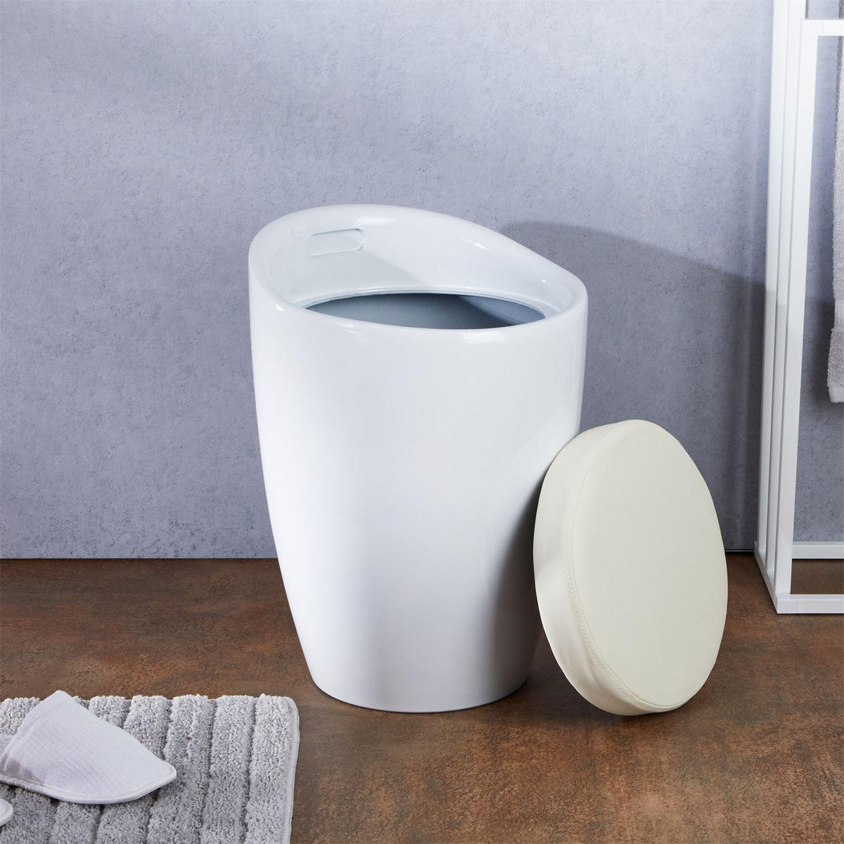 SITZHOCKER DANIEL - Weiß, Kunststoff/Textil (35/50/35cm) - IDIMEX
