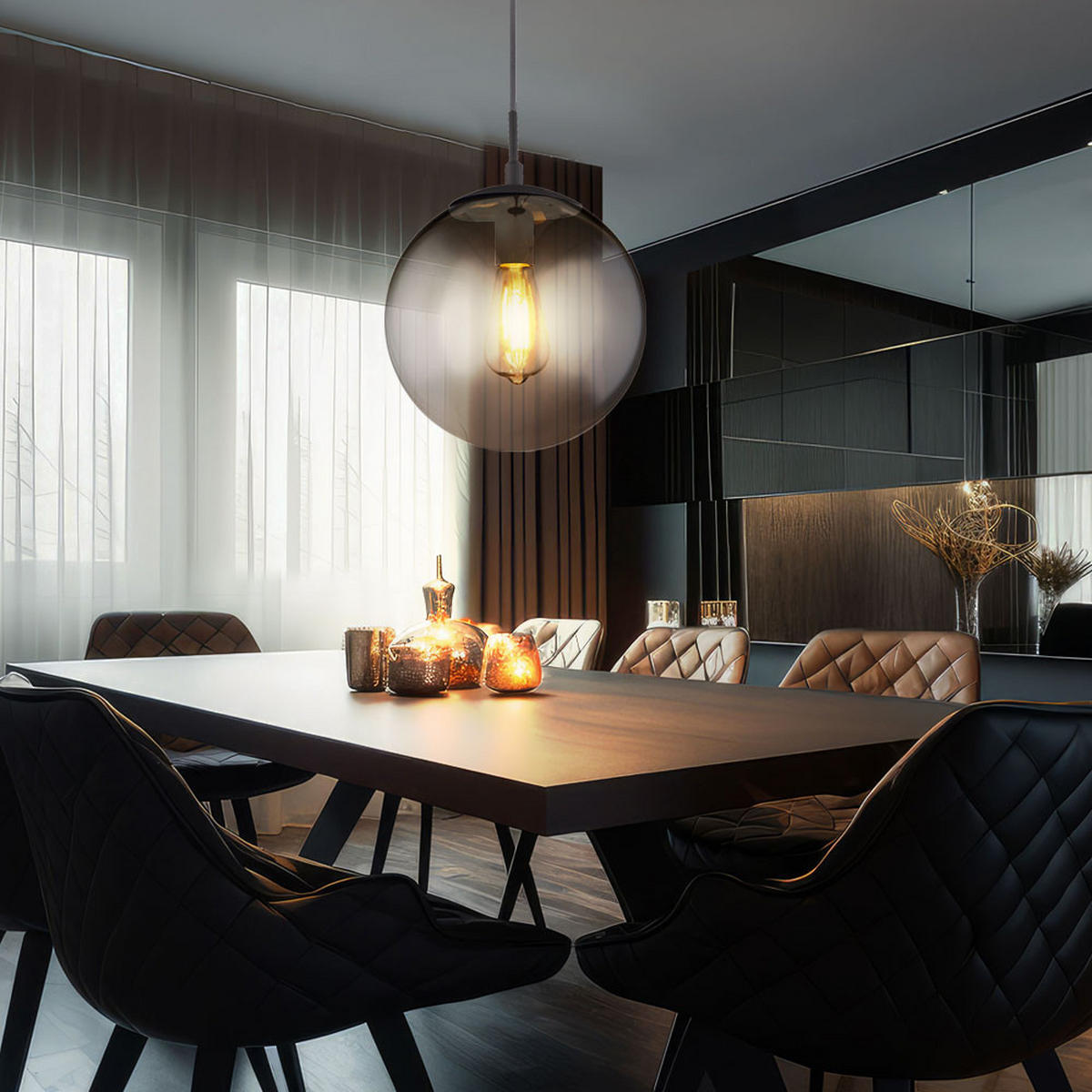 HÄNGELEUCHTE Glas Rauchgrau Matt - Grau, Glas (25/25/120cm) - Globo Lighting