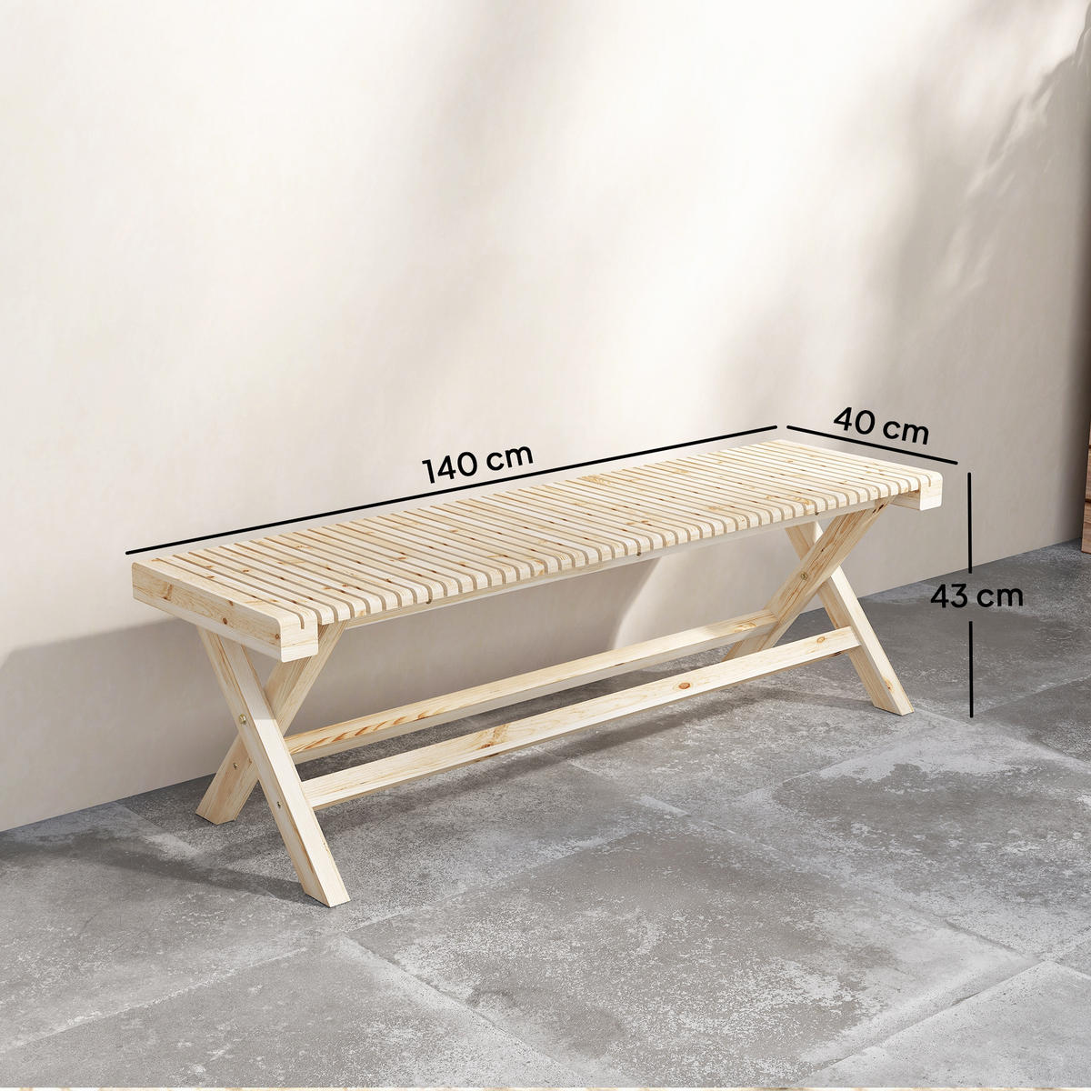 GARTENBANK DE-17793 140 cm breit mit Lattenrost & 240 kg Tragfähigkeit Natur - Naturfarben, Holz (140/43/40cm) - ComfortXL