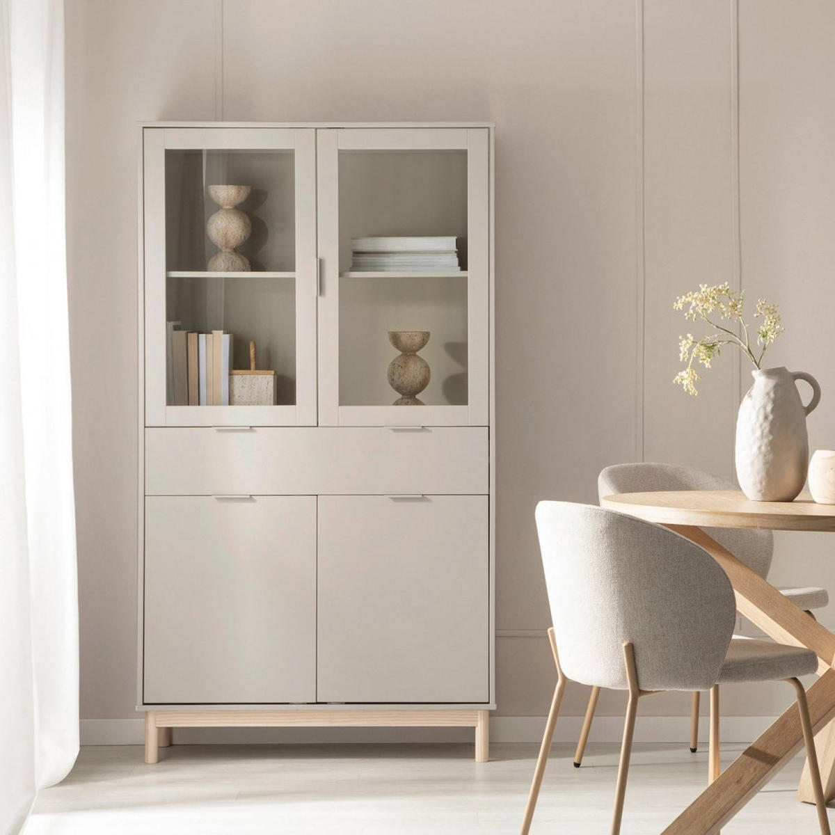 VITRINENSCHRANK DOPPELTER Elian Grau 95 cm x 170 cm - Grau, Holzwerkstoff (95/170/39cm) - Klast Home