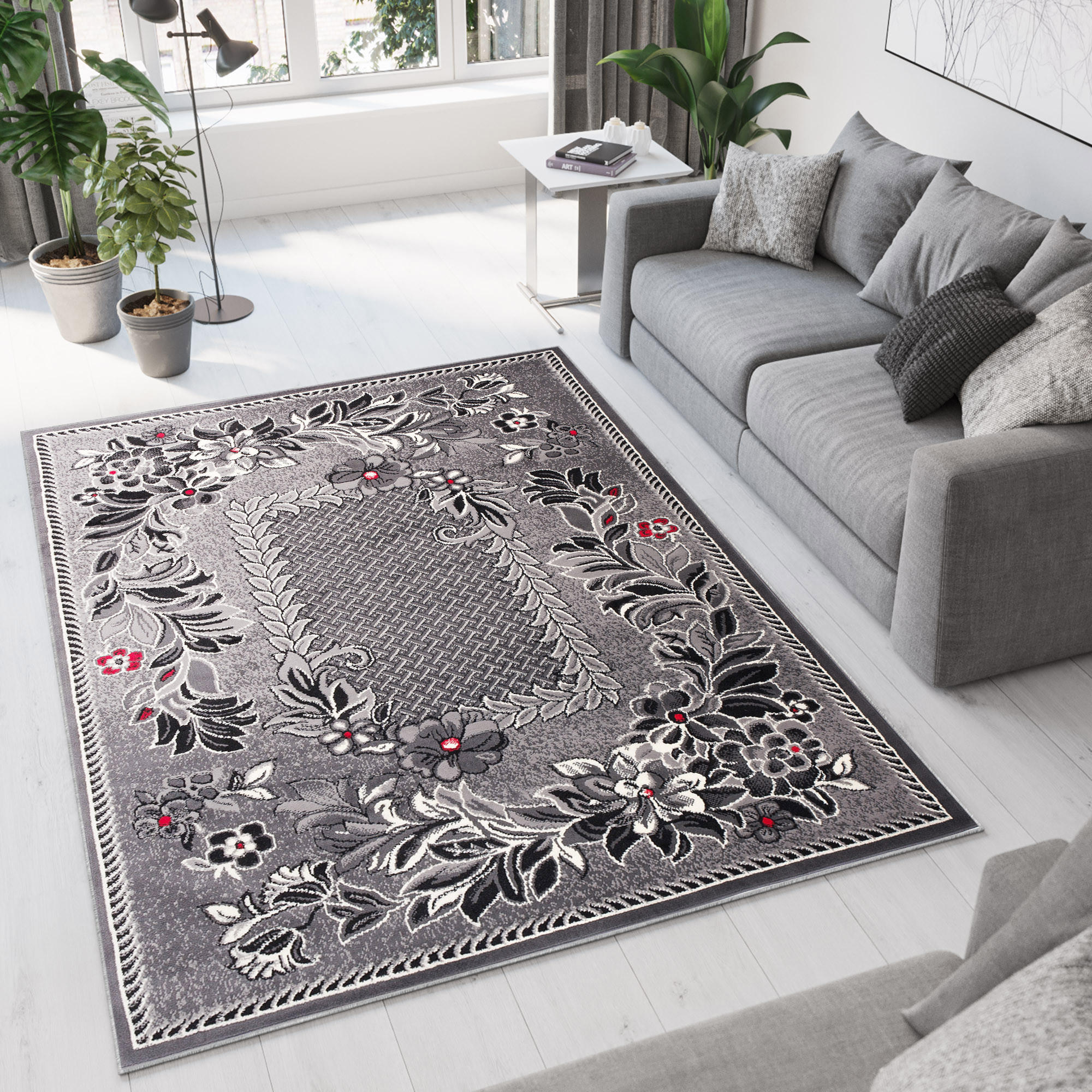 TEPPICH DREAM Rot Dunkelgrau 250/300 cm - Dunkelgrau/Rot, Textil (250/300cm) - Tapiso
