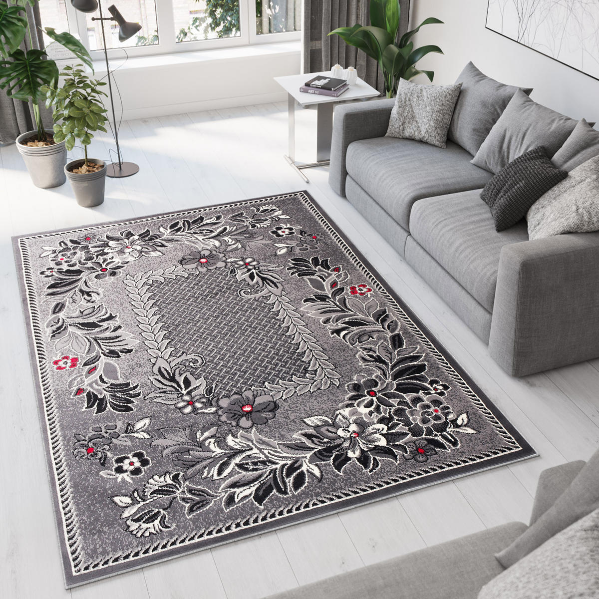 TEPPICH DREAM Rot Dunkelgrau 300/400 cm - Dunkelgrau/Rot, Textil (300/400cm) - Tapiso