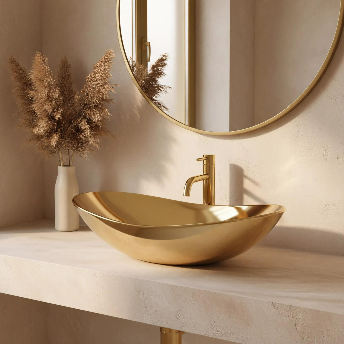 AUFSATZWASCHBECKEN Rea Royal Gold - Goldfarben, Keramik (36/16/62cm) - REA
