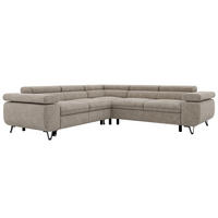 ECKSOFA QUADRO L - Greige Stukture - Rechts Seite - Greige/Schwarz, Textil/Metall (269/269cm) - MKS