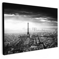 LEINWANDBILD Paris - Skyline - Eiffelturm - Stadt - Wolken Gemälde 60x40 cm - Dunkelgrau, Textil (60/40cm) - MuchoWow