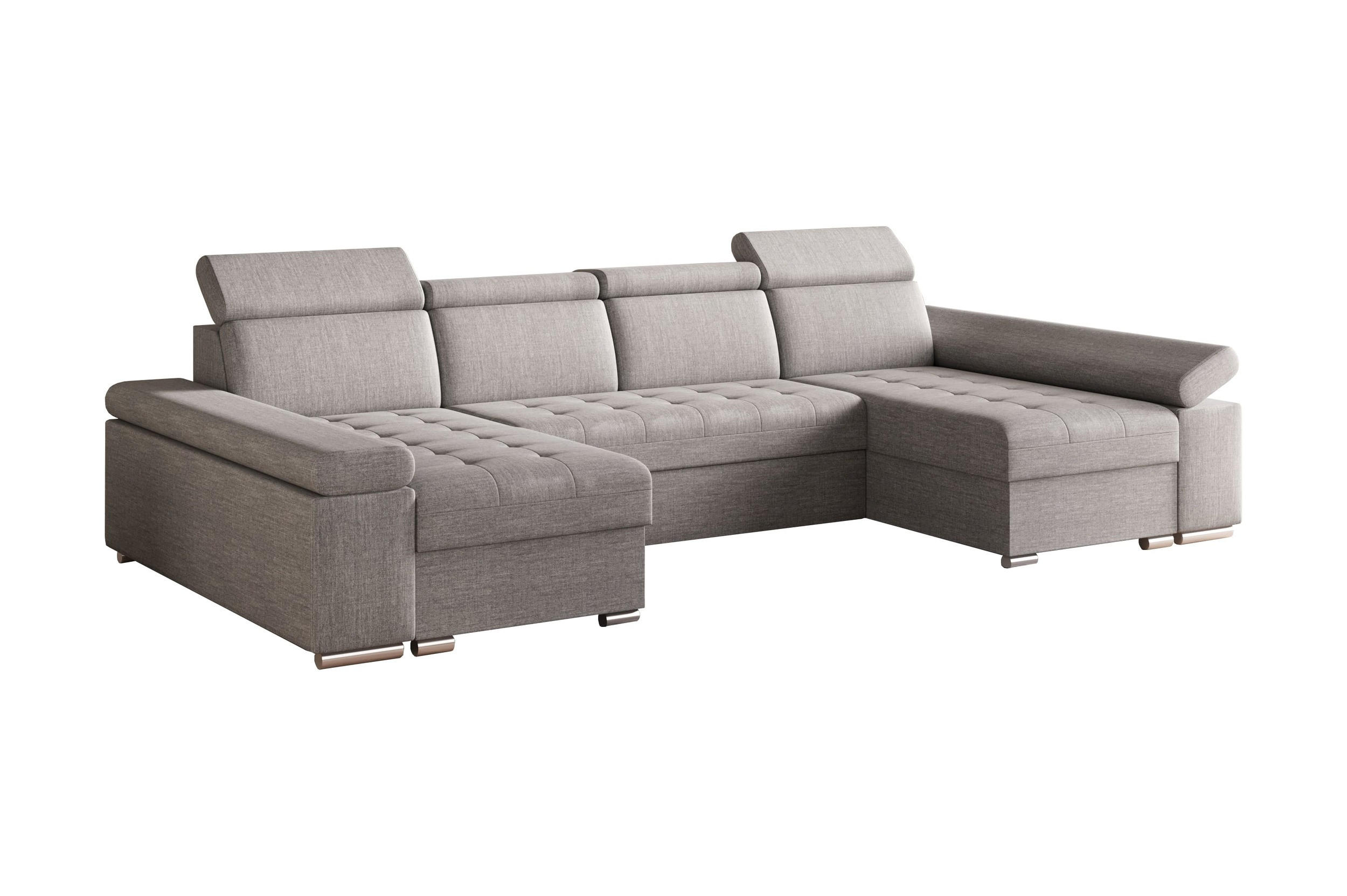 WOHNLANDSCHAFT - Ecksofa U - Luka U - Hellgrau (Twist 19) - Hellgrau, Holzwerkstoff (330/94/168cm) - Möblo