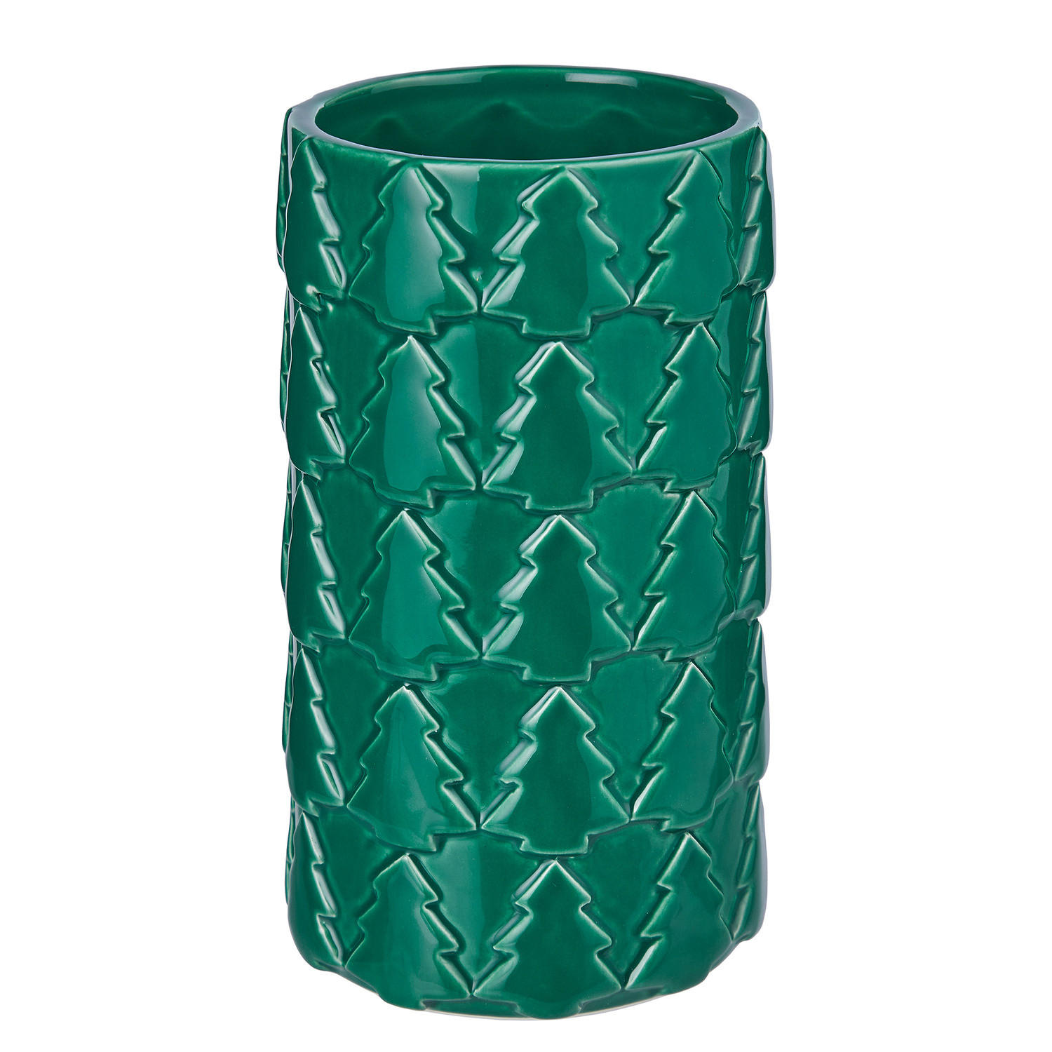 VASE Statement Tannenbäume - Dunkelgrün, Stein (18cm) - Butlers