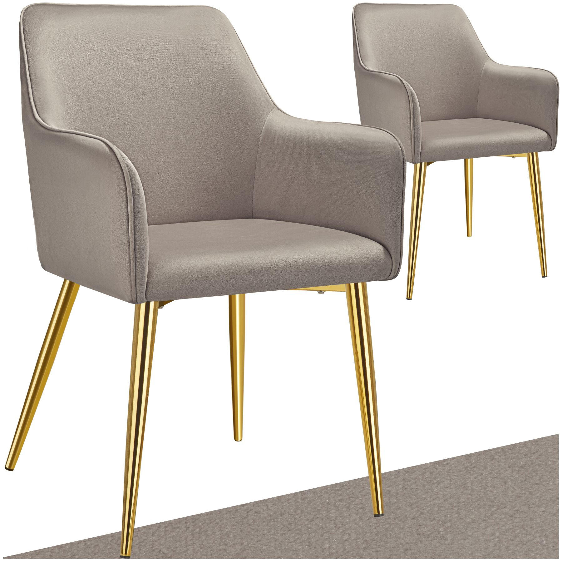 ARMLEHNSTUHL 2er Set Avane 55 x 63 5 x 86 5 cm taupe - Taupe, Textil (55/86.5/63.5cm) - tectake