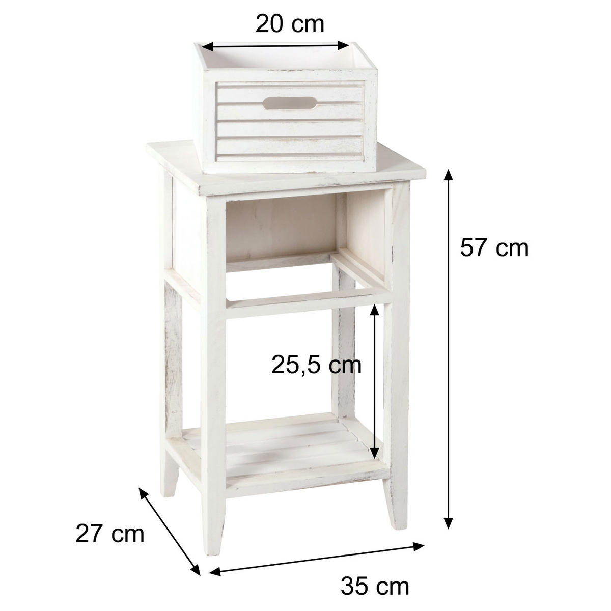 KOMMODE SCHUBLADE SHABBY-LOOK Cremeweiß - Weiß, Holz (38/61/30cm) - MCW
