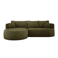 ECKSOFA FIORE-L Moderne Ausziehbare Schlaf-Funktion, automatischer Auffaltung, lose Rückenkissen freistehend LINKS 284x183x82 cm cm Green - Grün, Holz/Textil (183/284cm) - DomoHome