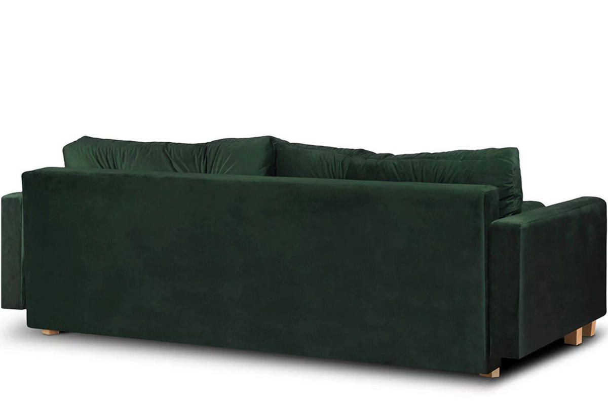 3-SITZER-SCHLAFSOFA ERISO mit weiche Sitzfläche und hohe Rückenlehne, Velour-Stoff, dunkelgrün - Dunkelgrün/Braun, Textil (220/80/100cm) - KONSIMO®