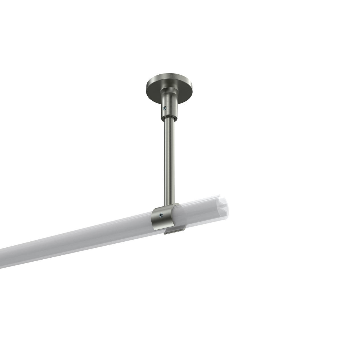 DECKENTRÄGER FÜR GARDINENSTANGEN 20 mm Ø, Sonette 1-läufig, Edelstahl-Optik - Edelstahlfarben, Metall (4.3/14.2/4.3cm) - INTERDECO