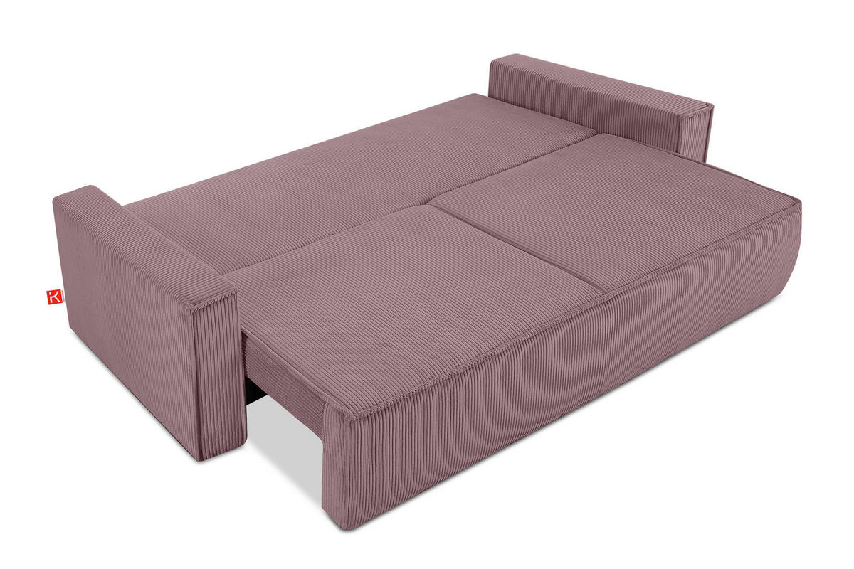 SCHLAFSOFA NAPI in Pet Friendly Cord-Stoff, hellviolett - Violett/Schwarz, Textil (228/89/101cm) - KONSIMO®