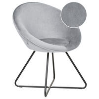 SESSEL Samtstoff hellgrau/schwarz rund Floby II - Schwarz/Grau, Textil (69/80/58cm) - Beliani