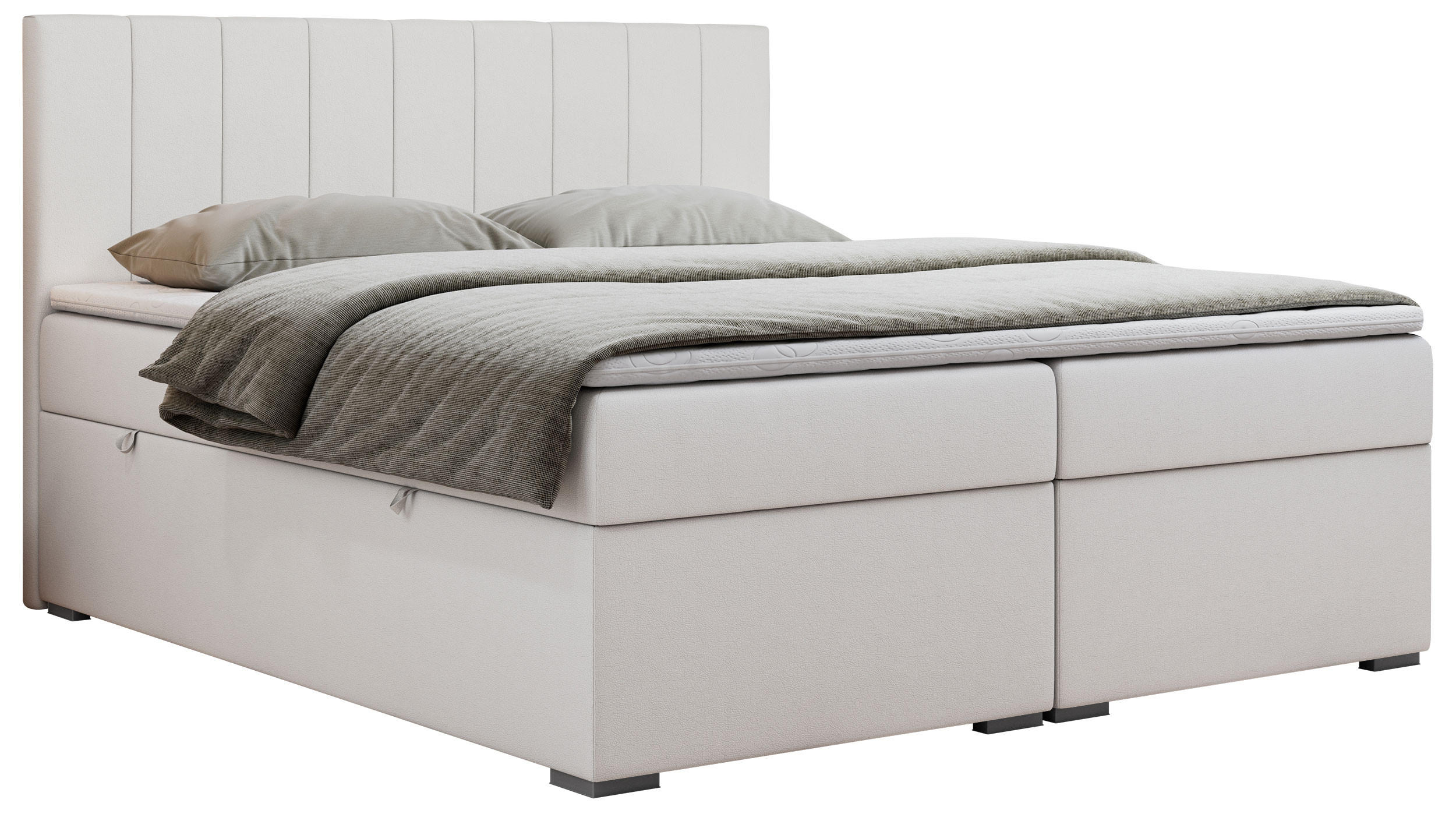 BOXBETT LOPE 140/200 - Weiß Kunstleder - H3 - Weiß, Holz/Textil (140/200cm)
