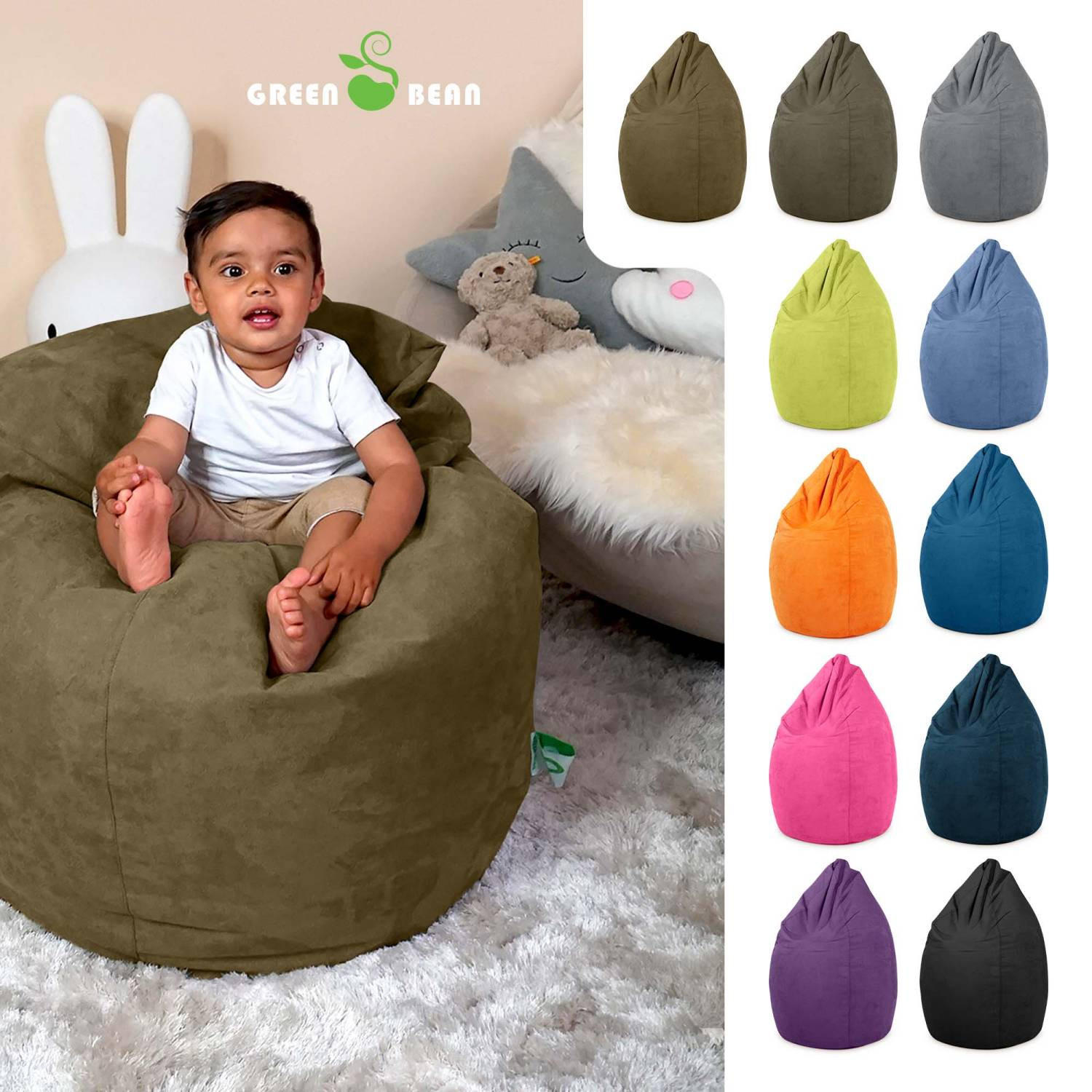 SITZSACK "Drop" 60x60x90cm - 220L - Olivgrün, Textil (60/90/60cm) - Green Bean