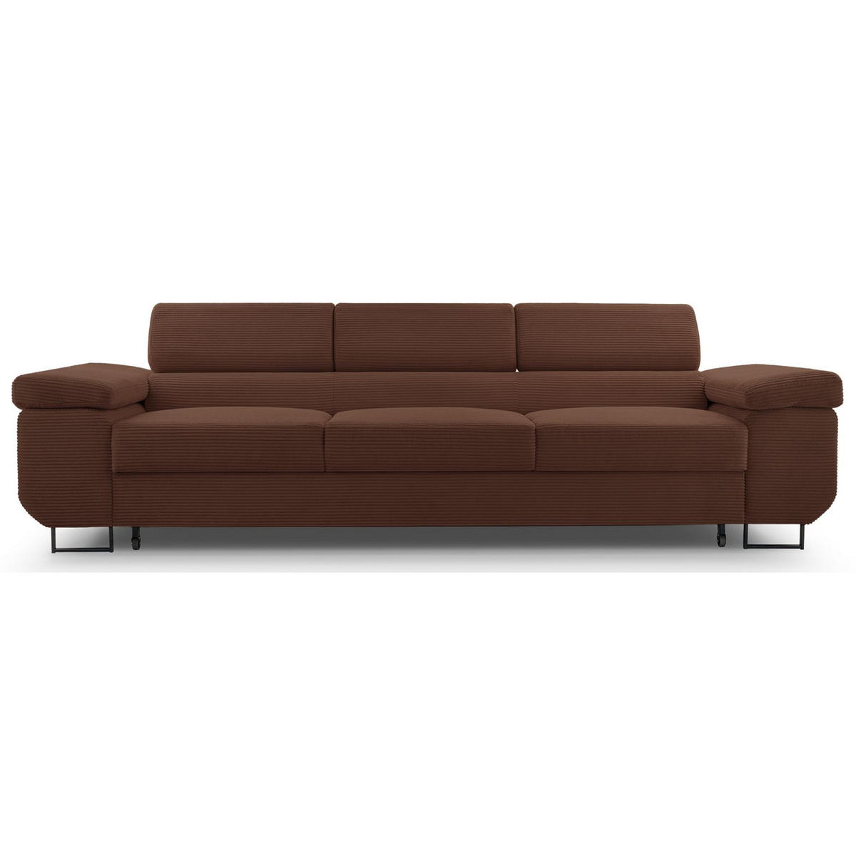 3-SITZER SOFA Capurso Rostbraun Cord - Dunkelorange/Schwarz, Textil/Metall (274/90/98cm) - Selsey