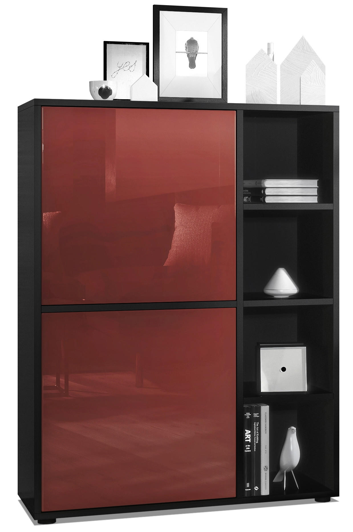 HIGHBOARD Cuba Türen in Bordeaux Hochglanz - Bordeaux, Holzwerkstoff (79/105.5/35.5cm) - Vladon