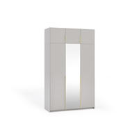 DREHTÜRENSCHRANK Apollonia I mit Spiegel 150x204cm 3-türig, kaschmir, goldene Griffe - Kaschmir/Goldfarben, Kunststoff (58/250/150cm) - Margaret Hadas24