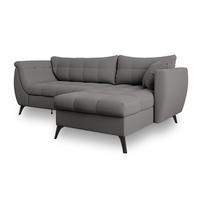 ECKSOFA MOLLIS Grau Geflochtener-Stoff mit Schlaffunktion - Grau, Holz (241/154cm) - MASSENO