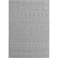 TEPPICH Flachgewebe LANGAU in Silber, mit Ethno-Streifen, 240 x 340 cm - Silberfarben, Textil (240/340cm) - KADIMA DESIGN