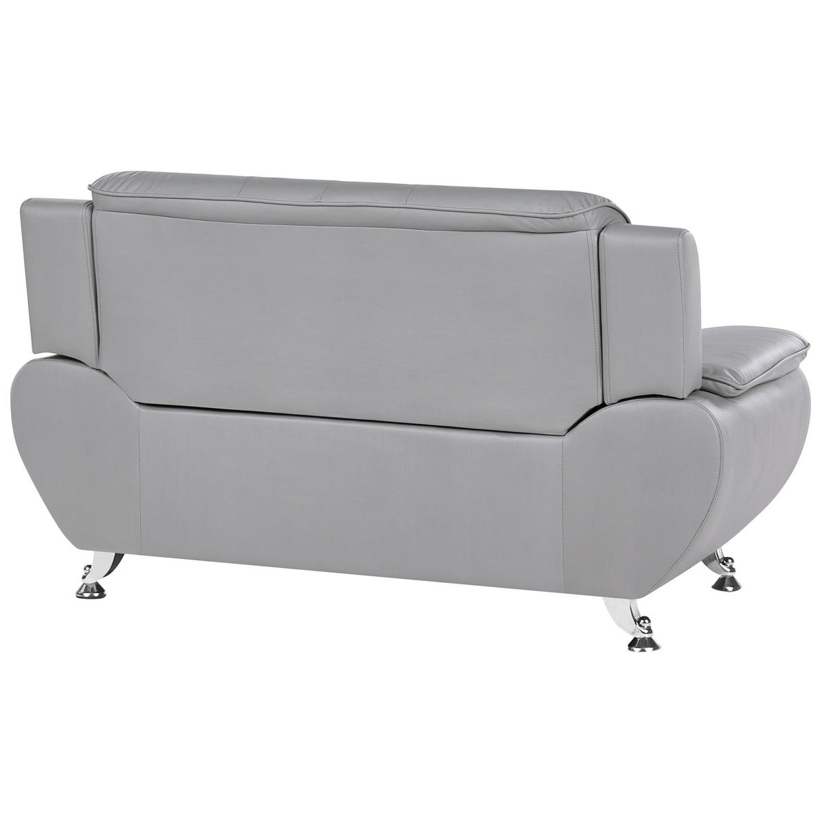2-SITZER-SOFA Kunstleder Grau Leira - Dunkelgrau/Silberfarben, Kunststoff (147/86/78cm) - Beliani