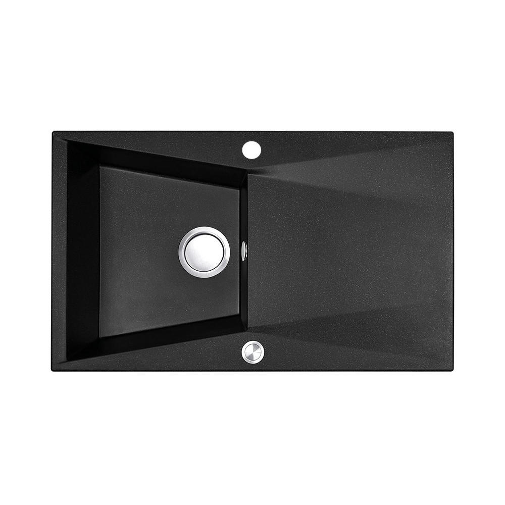 EINBAUSPÜLE Grenada Schwarz, Einzelbecken, 48/78/20,4 cm - Schwarz, Stein (48/20.4/78cm) - bad land
