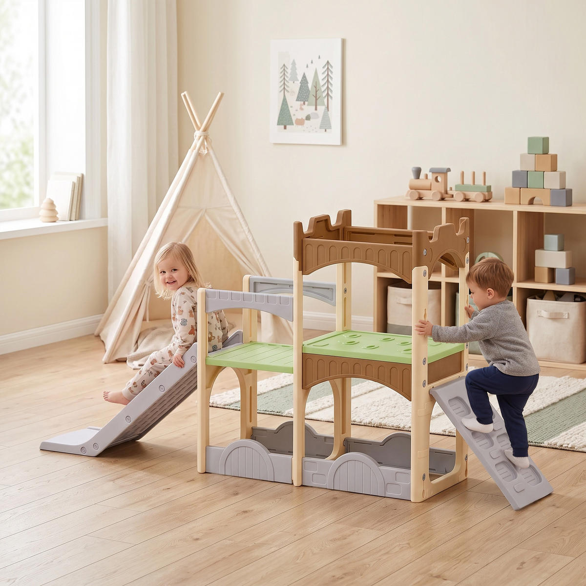 KINDERRUTSCHE HDPE Mehrfarbig - Multicolor, Kunststoff (53/120/248cm) - AIYAPLAY