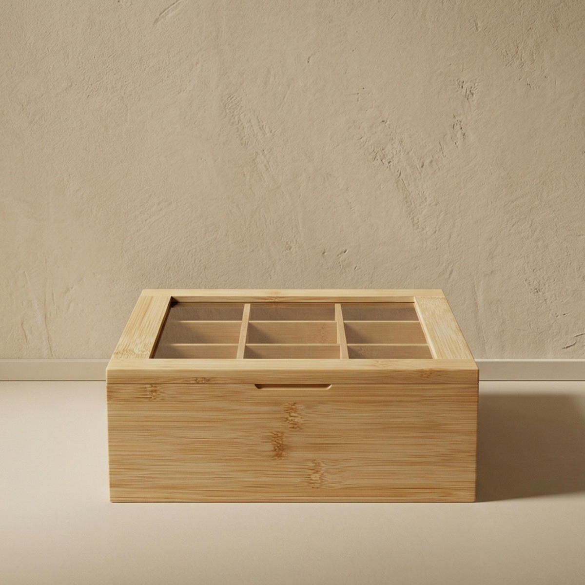 TEEBOX Nove Bambus 9 Fächer - Beige, Naturmaterialien (24/9.5/24cm) - AROMELIO