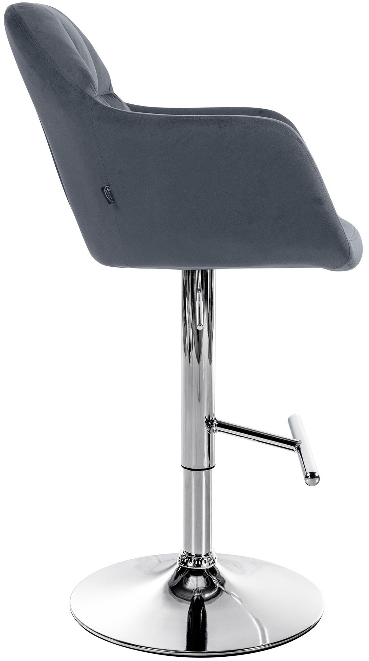 BARHOCKER Nardo Samt chrom dunkelgrau - Chromfarben/Grau, Textil/Metall (57/118/59cm) - TPFLiving
