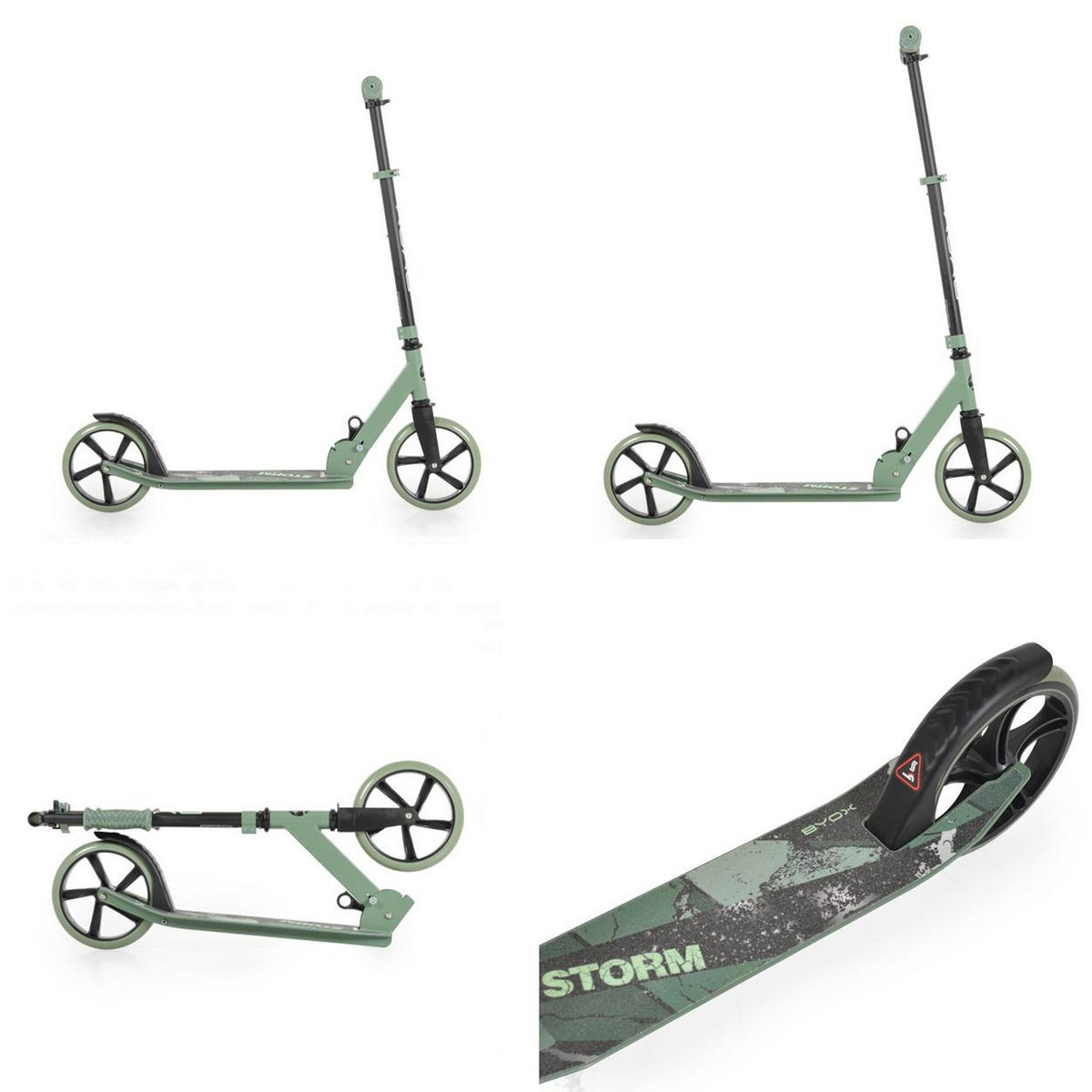 KINDERROLLER Storm hellgrün Höhe einstellbar, zusammenklappbar, PU Räder, ABEC-5 - Grün, Metall (75/20/70cm)