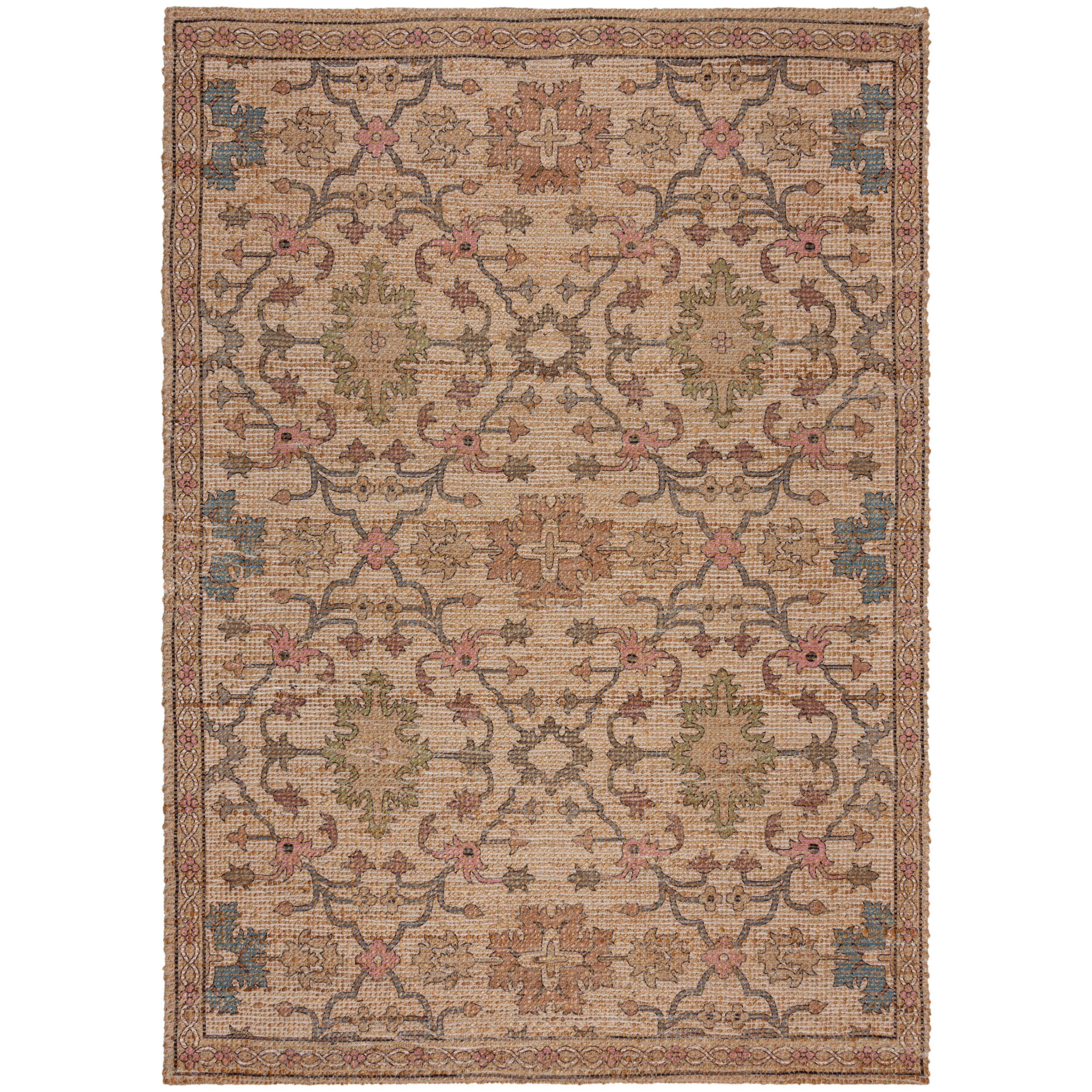 FLACHGEWEBE Teppich mit floralem Oriental-Muster, Strapazierfähige Jute-Chenille-Mischung Rosa Rechteckig 160x230 - Rosa, Textil (160/230cm) - KADIMA DESIGN