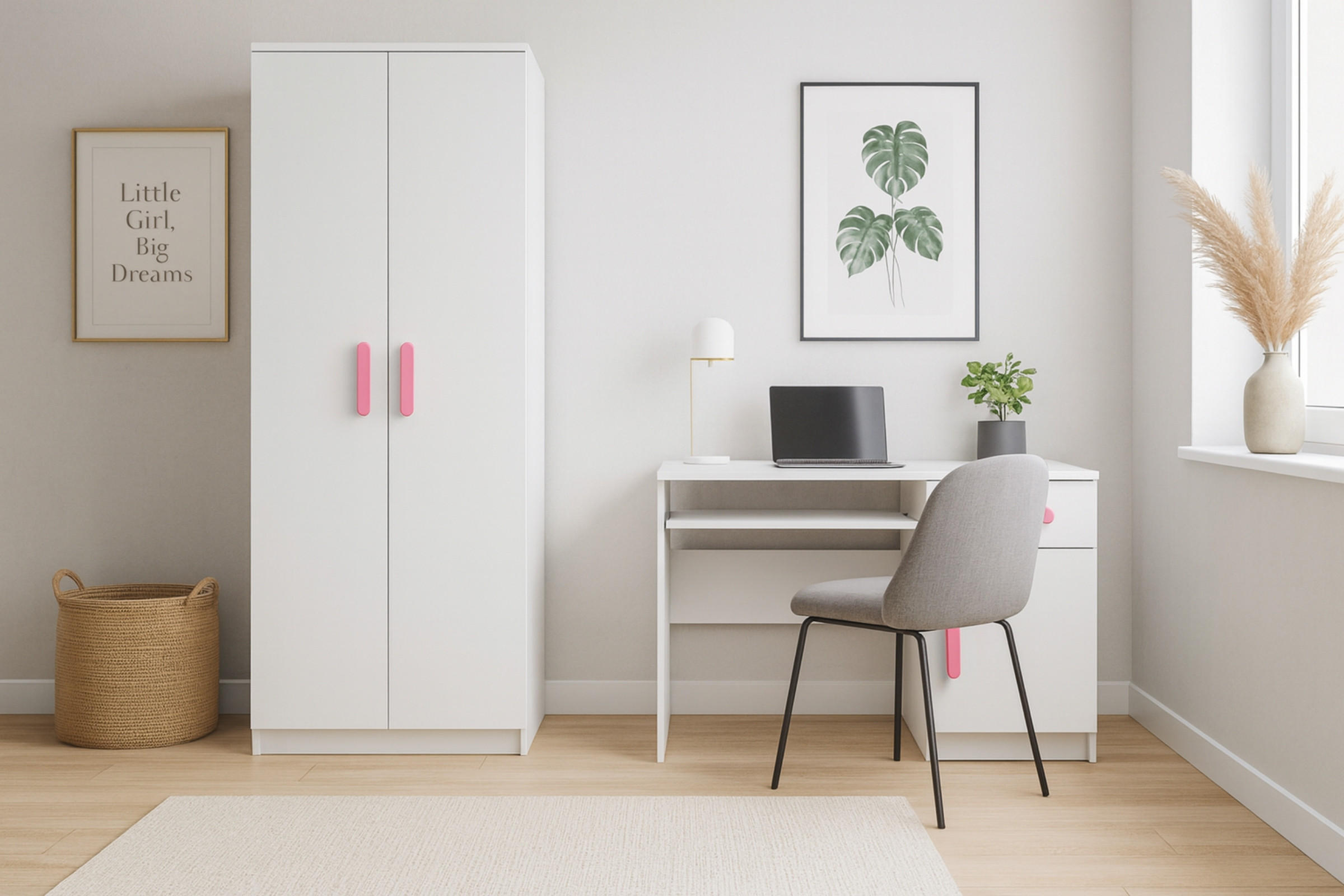 Thumbnail - Deine Möbel 24 Kinderschreibtisch, Weiß, Rosa, Holzwerkstoff, 110x75x50 cm, Arbeitszimmer, Schreibtische, Jugend- & Kind...