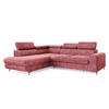 ECKSOFA VELISS Rosa Kordstoff mit Schlaffunktion - Rosa, Holz (255/193cm) - MASSENO