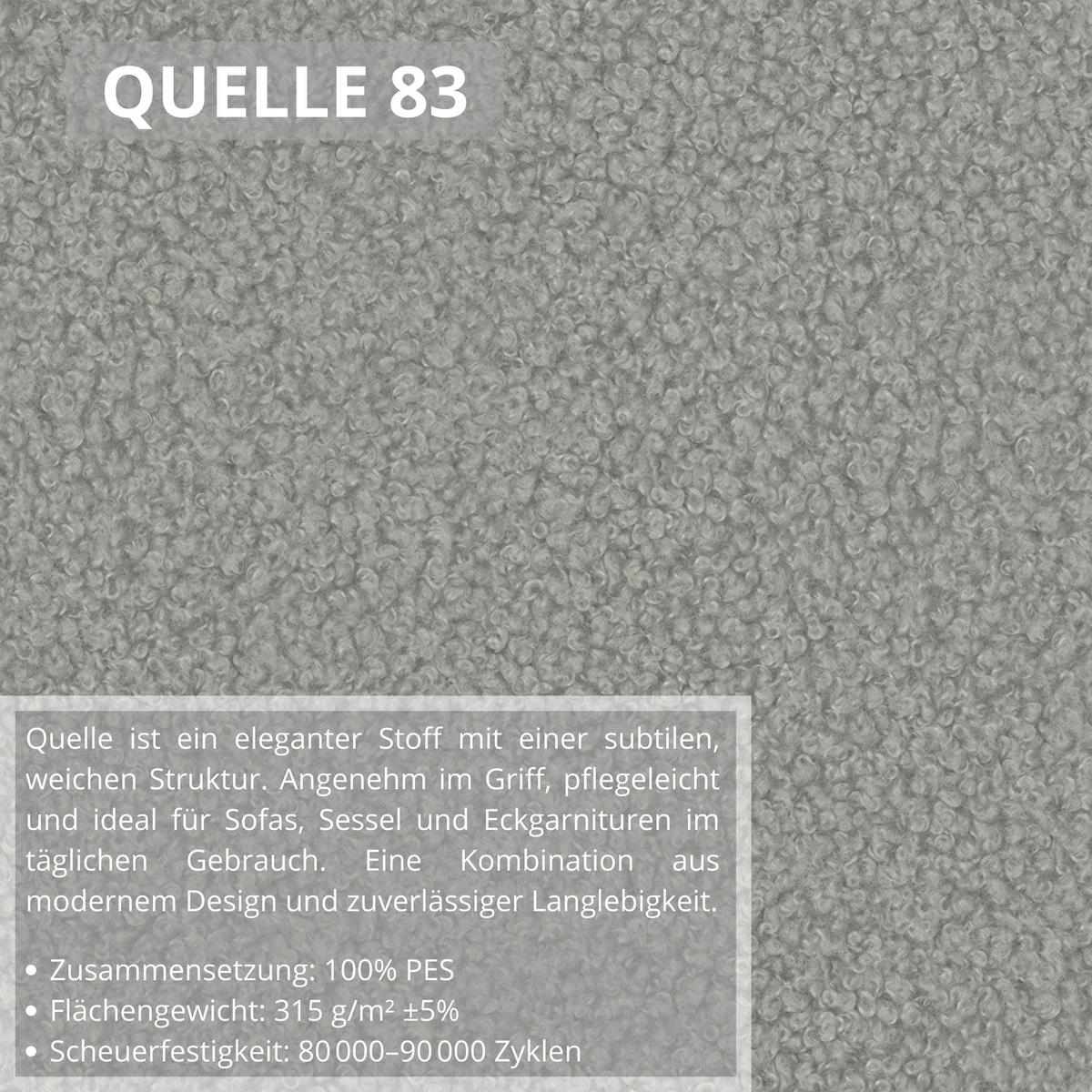 ECKSOFA Teddy L Hellgrau, Bouclé-Stoff, links - Hellgrau/Schwarz, Textil (270/170cm) - Beautysofa