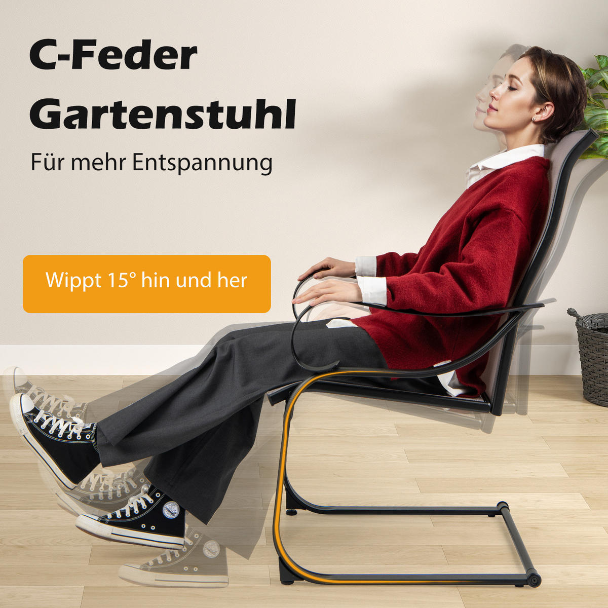 TERRASSENSTUHL Grau(2er-Set) - Grau, Metall (62/108/69cm) - COSTWAY
